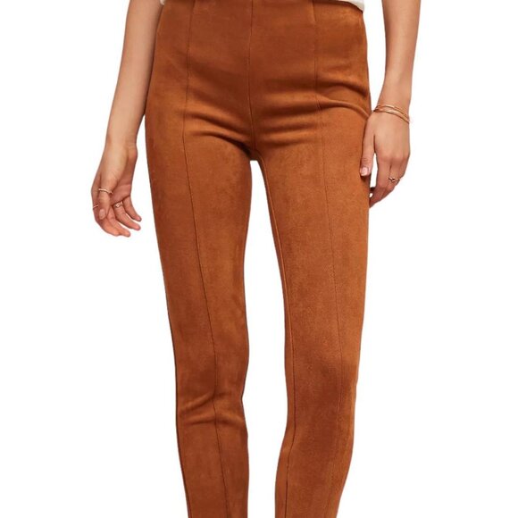 Anthropologie Faux Suede High-Waist Pants in Camel (Size 32) - Picture 1 of 6